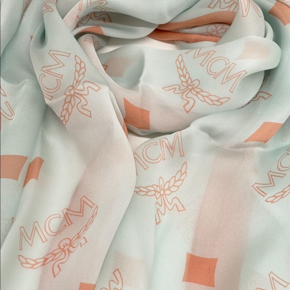 MCM Silk Logo Moonlight Jade Summer Scarf Summer Shawl - Picture 12 of 14